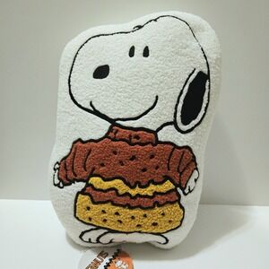 Peanuts 2025 Fall Harvest Snoopy Sweater Sherpa Pillow New With Tags